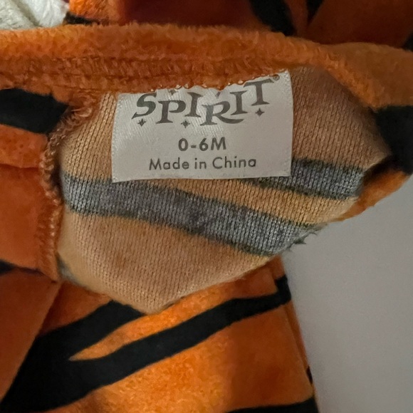 SPIRIT Halloween Costume Little Tiger Tot Jumpsuit Infant 0-6M Orange/Black - Picture 3 of 3